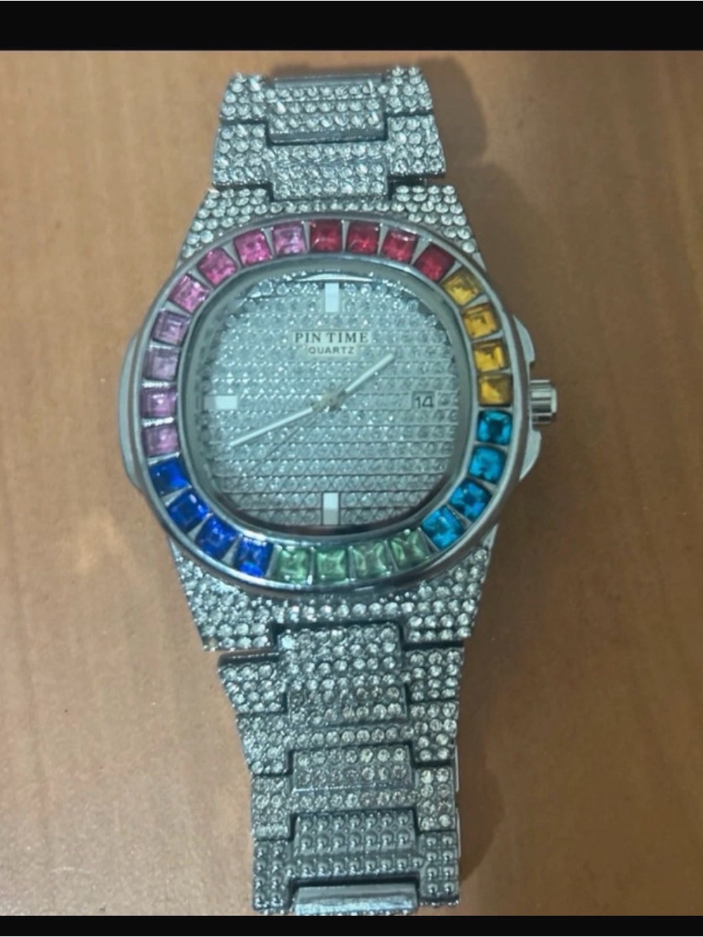 Pintime menās Silver Rainbow Crystal Watch